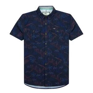 JETTY OYSTEX Men's Large Shirt Short Sleeve Blue Red Outdoor Hiking Quick Dry